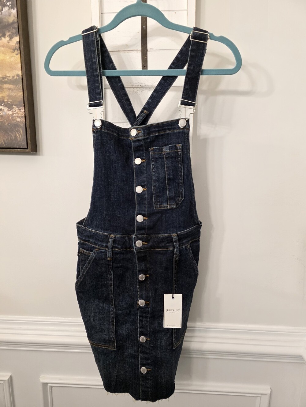 Judy Blue Daisy Girl Dark Wash Overall Dress Size Medium